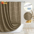 thumbnail image 1 of Siiluminisoy Boho Farmhouse Shower Curtain, Khaki Fabric Tufted Chevron Striped Textured Tassel Shower Curtains for Bathroom, 72x72 Water Repellent Cloth Shower Curtain Set with Hook, 1 of 9