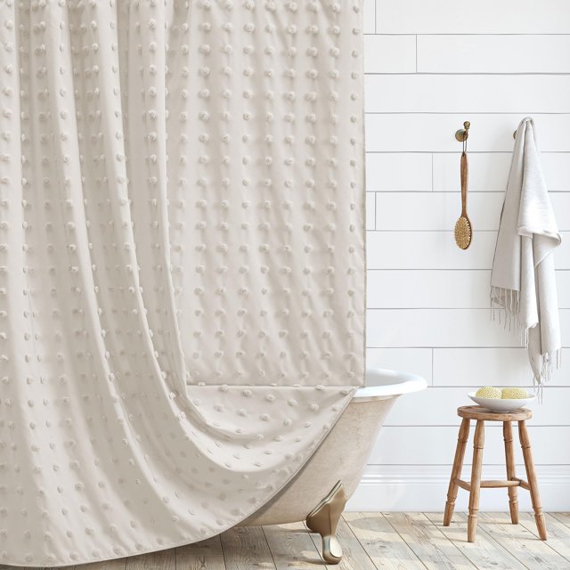 Siiluminisoy Extra Long Beige/Cream Boho Shower Curtain for bathroom