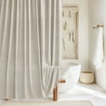 Siiluminisoy Fabric Beige/Cream Shower Curtain with Hooks, Linen Shower