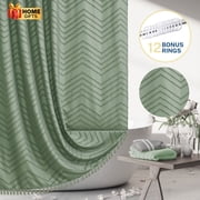 Siiluminisoy Green Shower Curtains,Heavy-Duty Mold/Mildew-Resistant,Water-Repellent, Machine-Washable,Chevron Textured Design,72 x 72