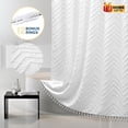 thumbnail image 1 of Siiluminisoy White Fabric Shower Curtains , Mildew-Resistant,Weighted-Hem Boho Bathroom Curtain,Water-Repellent, Machine-Washable,Chevron Textured Design,72 x 72, 1 of 9