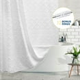 thumbnail image 1 of Siiluminisoy White Boho Shower Curtains With Tassels,Heavy-Duty Mold/Mildew-Resistant,Water-Repellent, Machine-Washable,Tufted Chevron Striped Textured Design,72 x 72, 1 of 8