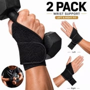 EMLIMNY 2 Pack Wrist Compression Strap and Wrist Brace Sport Wrist Support for Fitness, Weightlifting, Tendonitis, Carpal Tunnel Arthritis Black