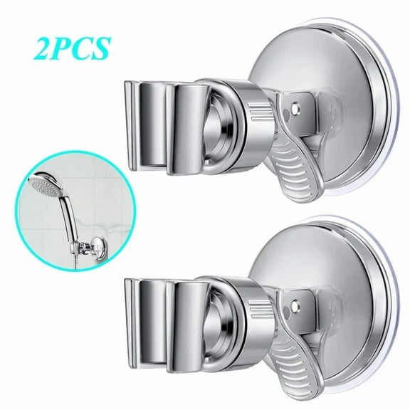 Siisll 2Pcs Vacuum Suction Shower Head Holder Adjustable Removable Suction Cup Shower Head Bracket No Drill Shower Head Bracket with Chrome Polished