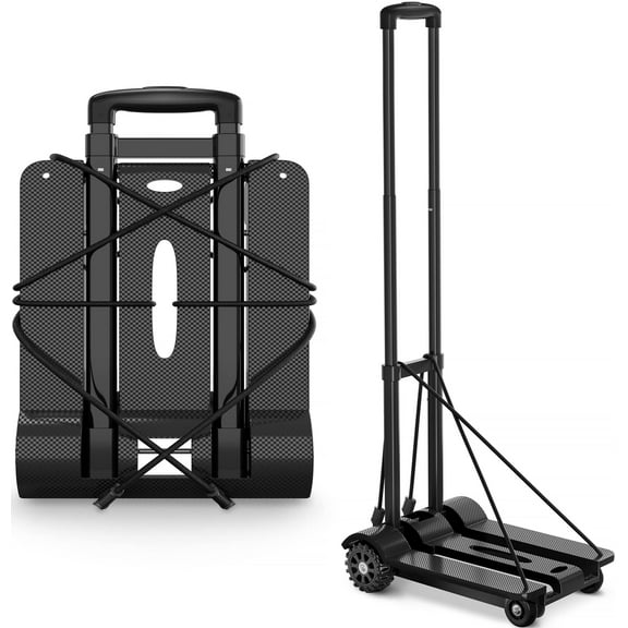 Siisll Big Capacity Heavy Duty Folding Hand Truck Luggage Cart for Moving Lightweight Utility Cart for Luggage Folding Cart with Wheels Collapsible Platform Cart for Home, Office and Travel Use,Black