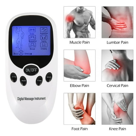 Siisll Muscle Stimulator Pulse Massager Electronic Pulse Massager Muscle Stimulator Machine Dual Channel Electro Therapy Machine for Pain Relief Therapy with 8 Electrode Pads