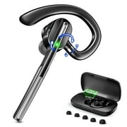 Siivton Bluetooth Headset V5.1, Wireless Headset with Battery Display Charging Case, Bluetooth Earpiece with Noise Canceling Mic for Driving, Office, Business, Compatible with Cell Phone and PC