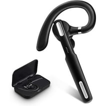 Siivton Bluetooth Headset, Wireless Bluetooth Earpiece V5.0 Hands-Free Earphones with Built-in Mic for Driving/Business/Office, Compatible with iPhone and Android (Black)