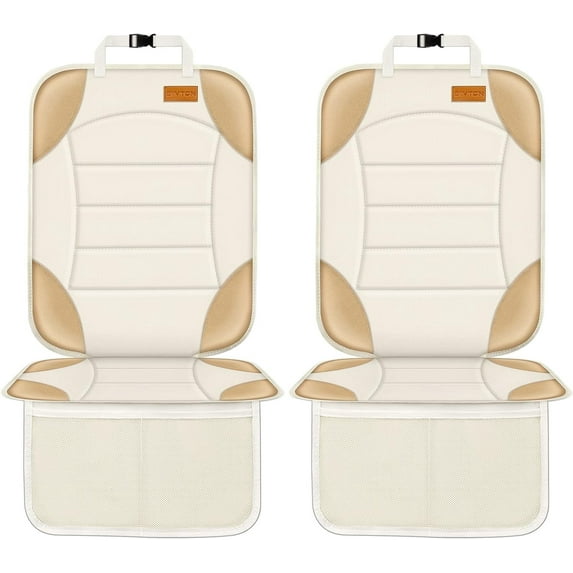 Siivton Car Seat Protector for Child Car Seat, Car Seat Cushion for Leather and Fabric Seats, 2 Mesh Pockets, Non-Slip Bottom, Waterproof Protectors for Vehicles Baby Pets (2 Pack)