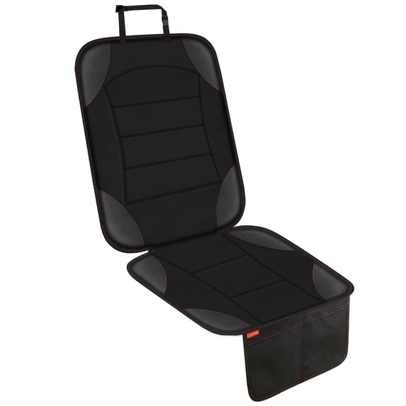 Siivton Car Seat Protector for Child Car Seat - Waterproof Non-Slip Leather Mat with 2 Mesh Pockets, Universal Seat Cover for Baby, Pets & Vehicles (1-Pack, Black)