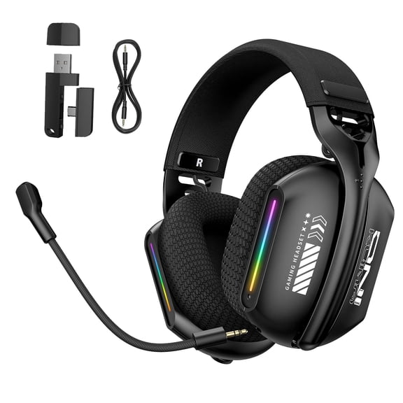 Siivton Wireless Gaming Headset – 2.4 GHz/Bluetooth 5.3 Gaming Headphone, 60H Playtime, Detachable Mic,for PS5/PS4,Xbox,Switch,Phone,Mac, PC