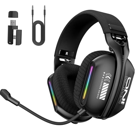 Siivton Wireless Bluetooth Gaming Headset with 40mm Drivers, 60H Playtime, Detachable Mic for PS5, PS4, Xbox, Switch, Mac, PC
