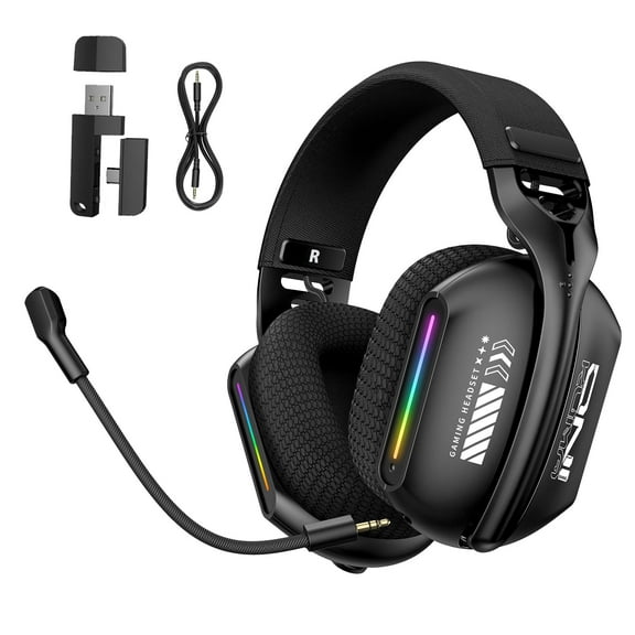 Siivton Wireless Gaming Headset – 2.4 GHz/Bluetooth 5.3 Gaming Headphone,40mm Drivers,60H Playtime, Detachable Mic,for PS5/PS4,Xbox,Switch,Mac, PC,
