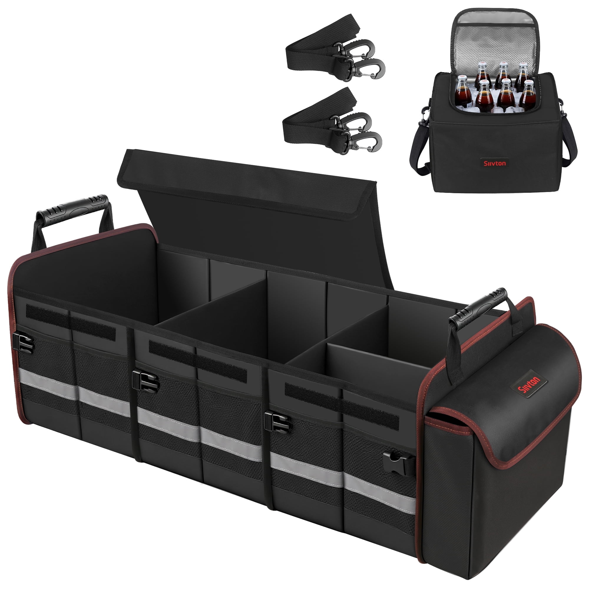 Walmart Black Friday Deals 2025 - Siivton Trunk Organizer, Sturdy Foldable with Cooler for Car & SUV, 3 Compartments, Black