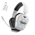 thumbnail image 1 of Siivton Wireless Gaming Headset with 2.4GHz & Bluetooth 5.3, for PS5, PS4, PC, Switch, 60H Battery Life, Noise Canceling Mic, 7.1 Surround Sound, RGB Light, Foldable Headphones - White, 1 of 10