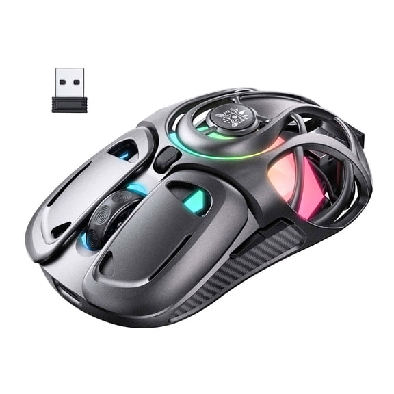 Siivton Wireless Gaming Mouse,2.4GHz and Bluetooth, 12800 DPI, 6 RGB Light Modes, 1000Hz Polling Rate, Compatible with Windows/Mac, Gray