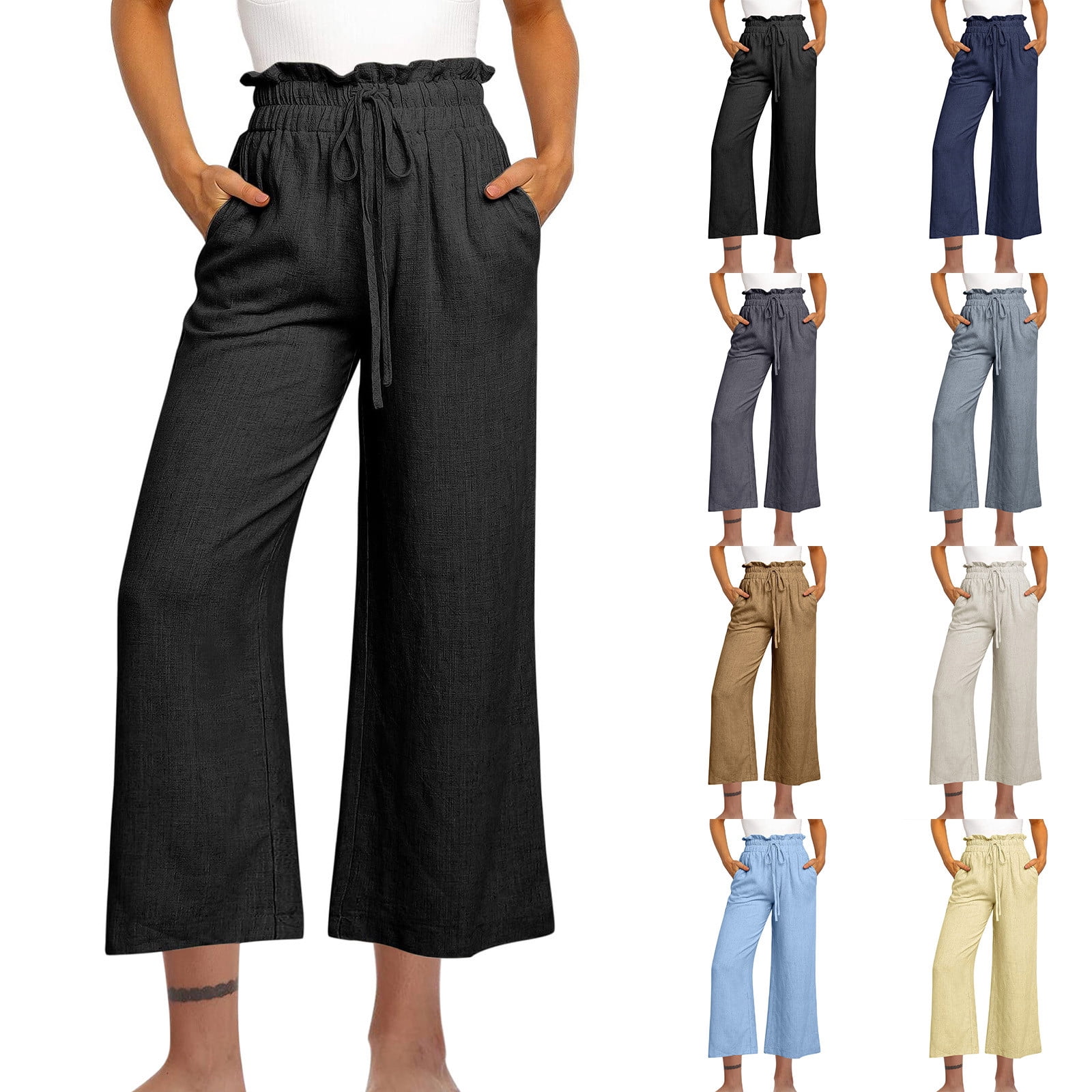 Capri Smocked Linen Pants