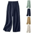 thumbnail image 1 of Sijiajgjfu Wide Leg Pants for Women Cotton Linen 2025 Summer Palazzo Beach Trousers Khaki L, 1 of 5