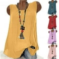 thumbnail image 1 of Sijiajgjfu Women Cotton Linen Tank Tops Casual Pleated Sleeveless Shirts Lightweight Crew Neck Loose Fit Summer Beach Solid Color Top Navy XXL, 1 of 8