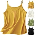 thumbnail image 1 of Sijiajgjfu Womens Cotton Linen Camisole Tops Summer Casual Spaghetti Strap Tank Top Breathable Solid Color Basic Sleeveless Cami Shirts Black L, 1 of 8