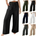 thumbnail image 1 of Sijiajgjfu Womens Wide Leg Pants Palazzo Flowy Pants Summer Elastic High Waist Beach Slacks with Pockets Gray,M, 1 of 9