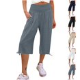 thumbnail image 1 of Sijiajgjfu Womens Wide Leg Pants Palazzo Flowy Pants Summer Elastic High Waist Beach Slacks with Pockets White M, 1 of 6