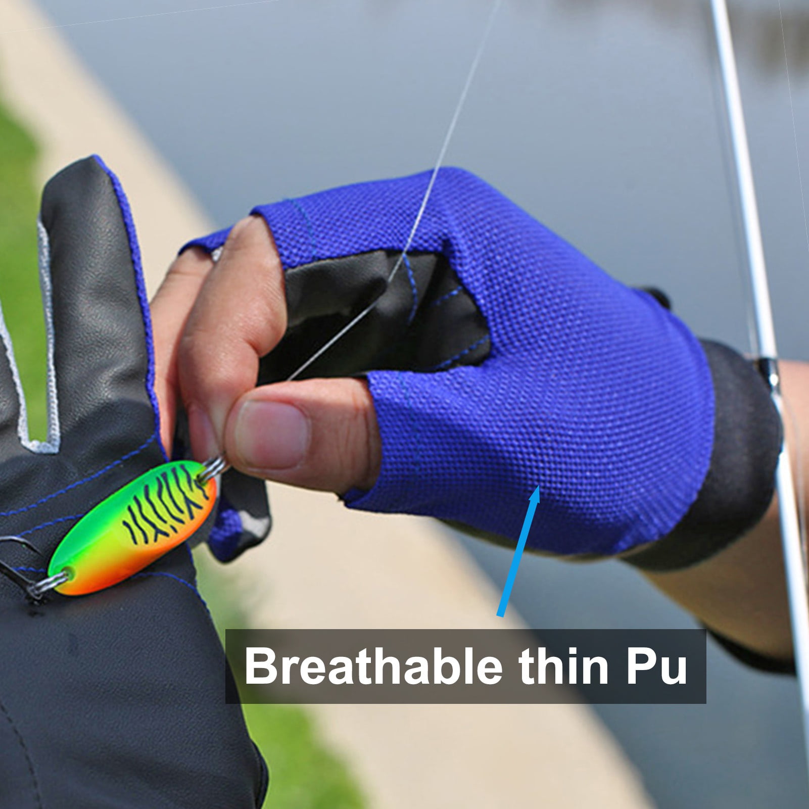 Sijiali 1 Pair Fishing Gloves 3 Half Finger Sunscreen Waterproof