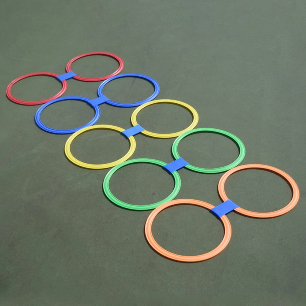 Sijiali 10Pcs Outdoor Kids Hopscotch Game Jumping Plastic Ring Integration Training Toy