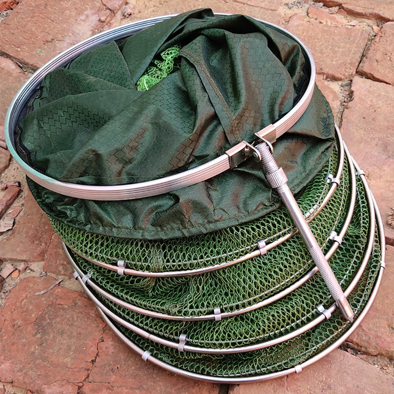 Sijiali 2m/2.5m Collapsible Nylon Stainless Steel Fish Catching Net Trap  Fishing Cage Mesh Basket