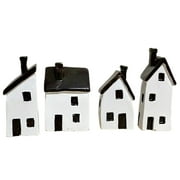 Sijiali 4Pcs/Set House Figurines Adorable Freestanding Cartoon Micro Landscape House Shape Sculptures Home Decoration