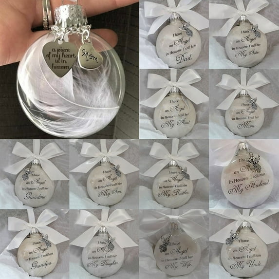 Sijiali Christmas Commemorate Decoration Feather Ball Angel In Heaven Memorial Ornament