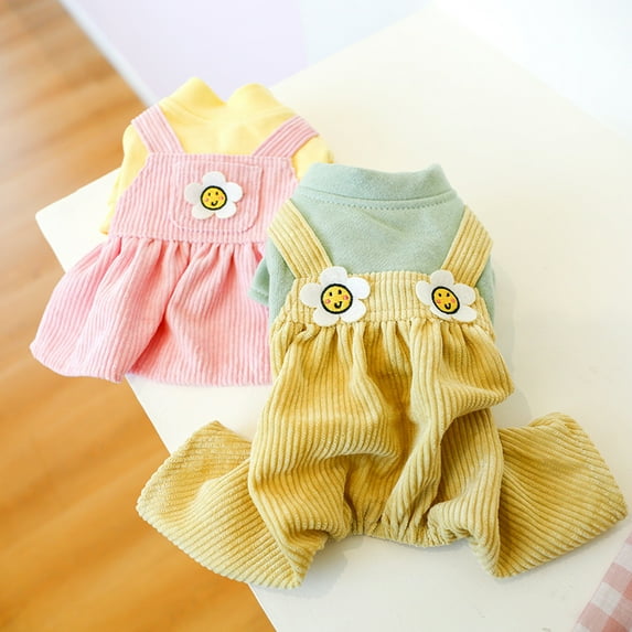 Sijiali Dog Jumpsuit Round Neck Non-shrink Patchwork Puppy Four-legged Overalls for Autumn