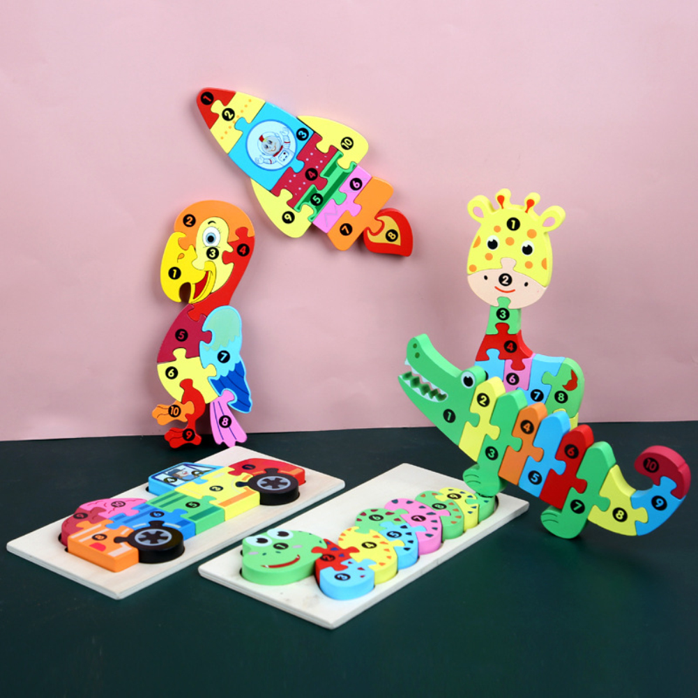 Sijiali Kids Car Giraffe 3D Wooden Building Jigsaw Puzzle Early ...