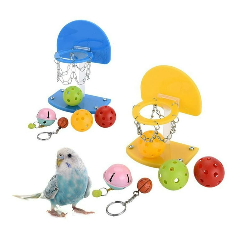 Sijiali Mini Basketball Stands Hoop Pet Bird Parrot Toys Parakeet Budgie Cockatiel Toy