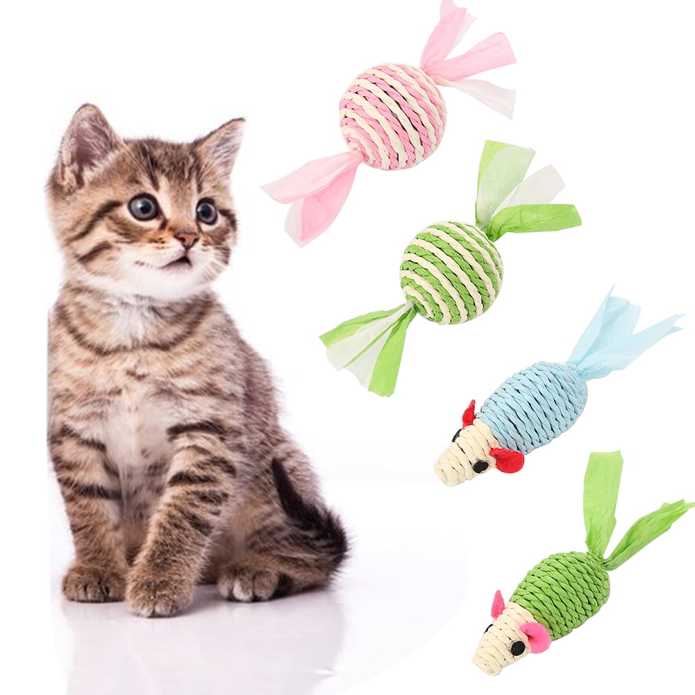 Sijiali Pet Cat Kitten Mouse Rattle Toy Bite Chew Catch Clean Teeth ...