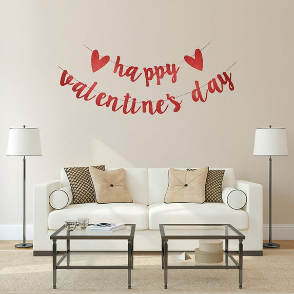 Sijiali Romantic Balloons Decorative Flag Valentines Party Paper Banner Hanging Ornament