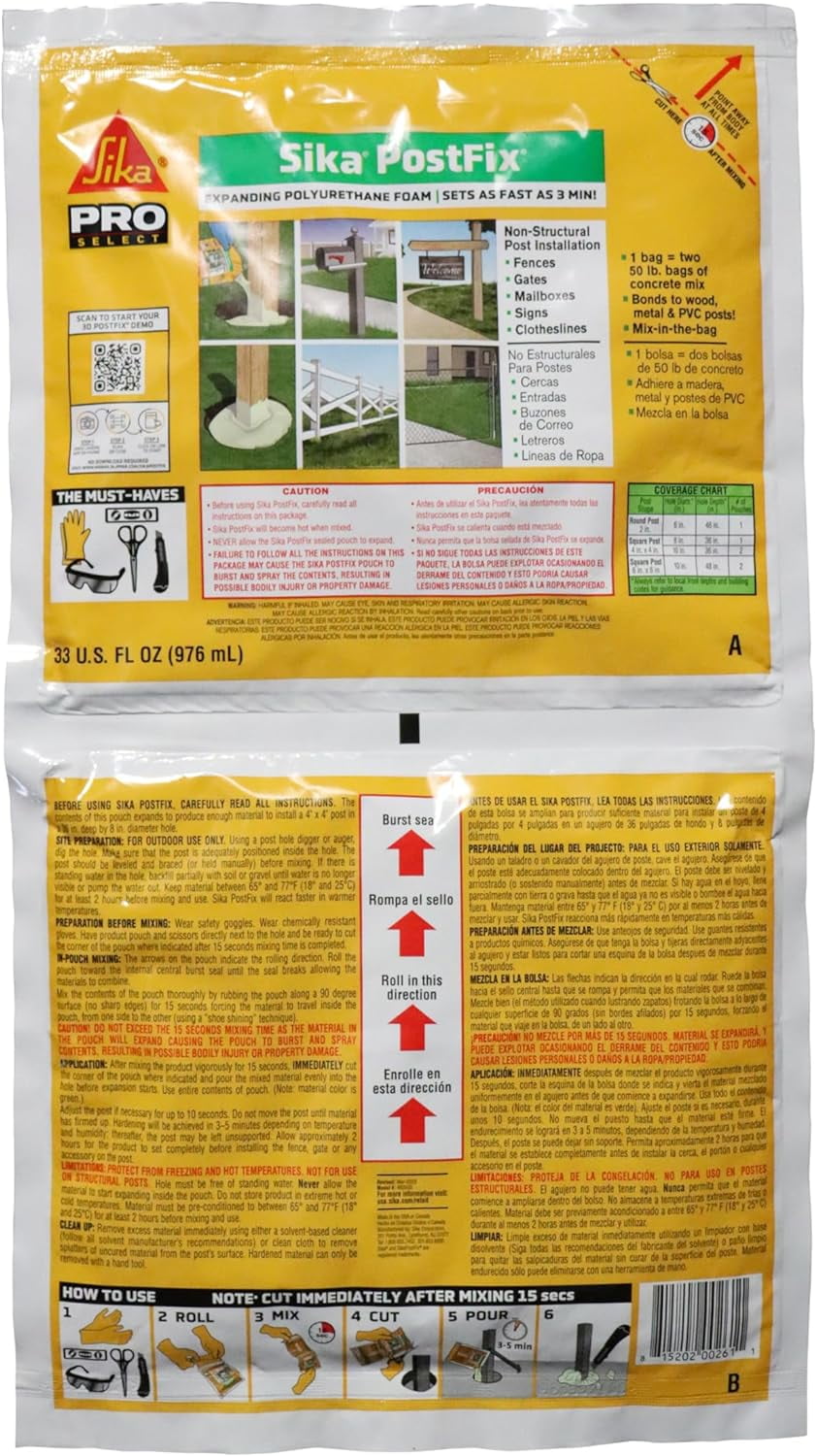 Sika Postfix Fence Post Mix, MixinTheBag Expanding Foam for