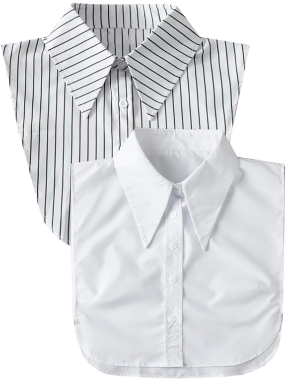2 Packs Cotton Fake Collar Detachable Dickey Collar Blouse Half Shirts Faux False Collar for Women & Girls Favors