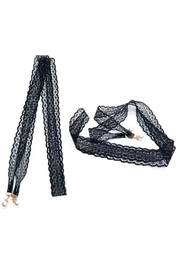 2 Pieces Elegant BowTies Bands for Women Non-tied Bowknot Ladies Long Self Neckties