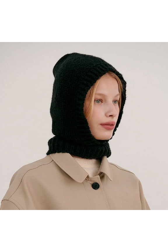 20% Wool Knitted Caps Winter Warmer Unisex Hooded Hat Neck Collar Scarf Cap For Men&Women Ski Beanie Hats Cold Hat Balaclava Cap