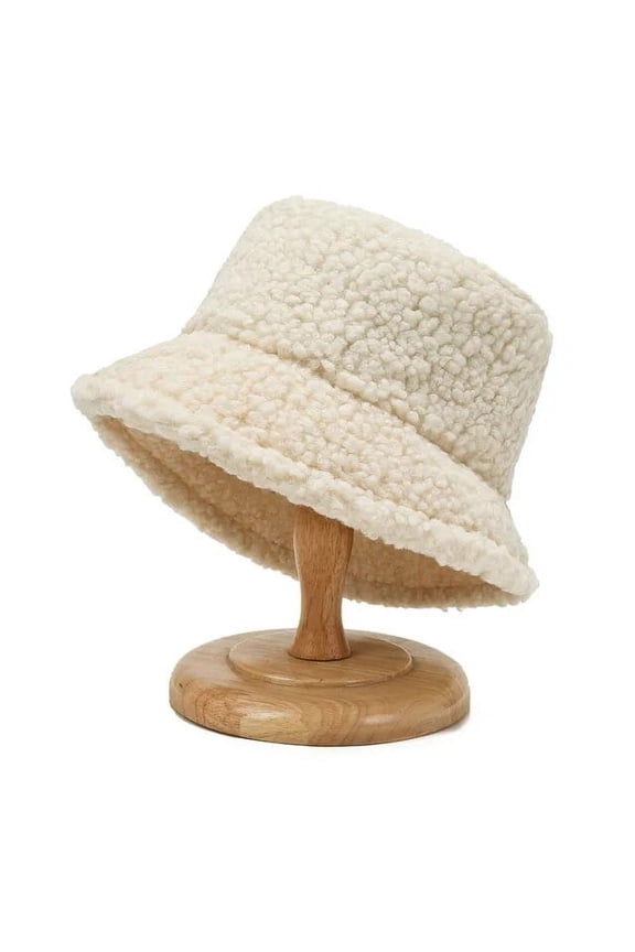 7colors Winter Lamb Wool Fisherman Hat Women Fashion Bucket Hat Wide Brim Flat Top Cold-proof Windproof Cap Solid Color