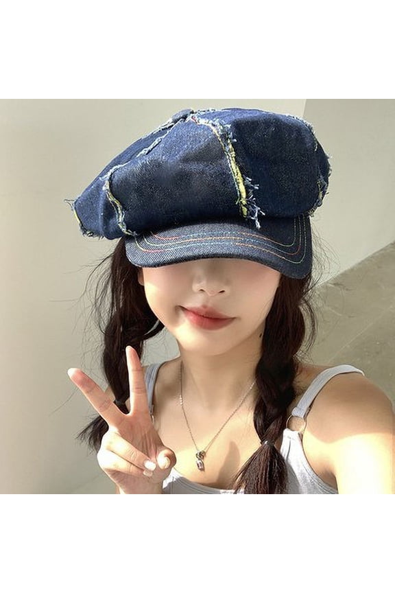 A Niche Cowboy Duck Tongue Beret For Women In South Korea, Versatile For Showing Face, Small Cloud Hat, Big Head, Octagonal Newsboy Hat Trend