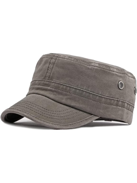 Adjustable Men Cotton Trucker Hat Short Brim Flat Top Baseball Cap