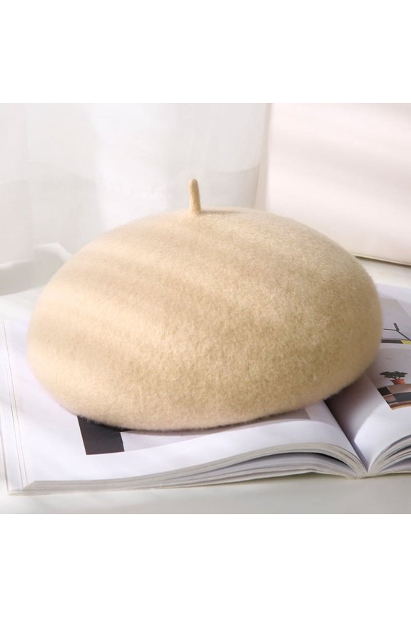 Autumn And Winter Beret Girl Autumn And Winter Version Of British Hundred Painter Hat Wool Solid Color Cute Beilei Hat