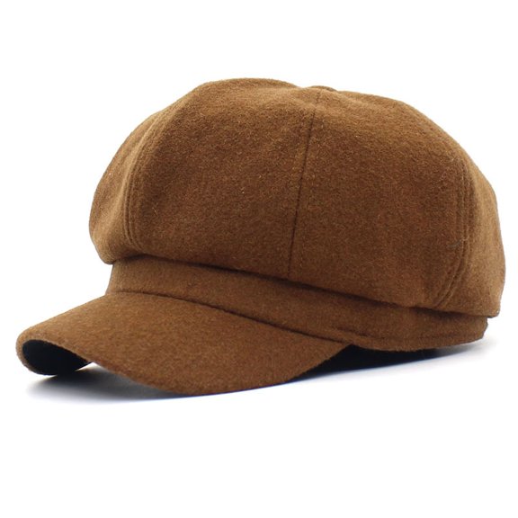 SikaFu Autumn And Winter Hairy Hat Female Wool Boror Hat Casual Versatile Pure -Colored Peaked Duck Tongue Octrative Hat Retro Nangua Painter Hat