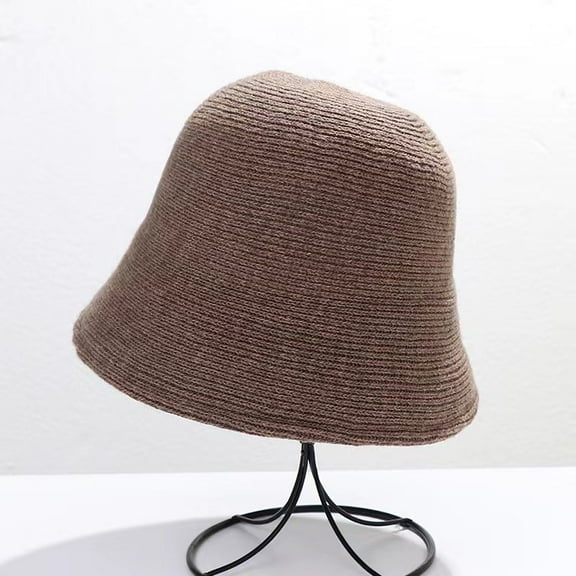 SikaFu Autumn And Winter New Trendy Women's Wool Knitted Fisherman Hat Solid Color Simple Outdoor Warmth Fashion Bucket Hat