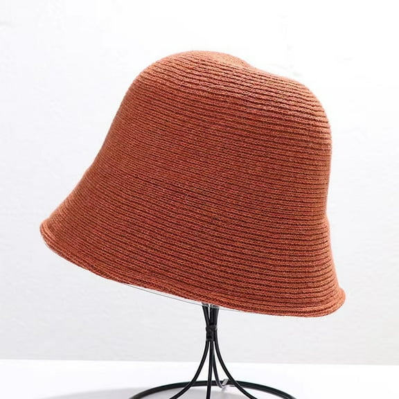 SikaFu Autumn And Winter New Trendy Women's Wool Knitted Fisherman Hat Solid Color Simple Outdoor Warmth Fashion Bucket Hat