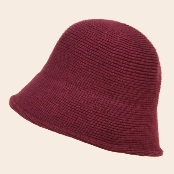 SikaFu Autumn And Winter New Trendy Women's Wool Knitted Fisherman Hat Solid Color Simple Outdoor Warmth Fashion Bucket Hat