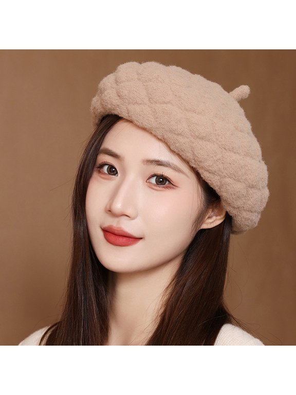 Autumn And Winter Red Beadi Hat Fashion Casual Clouds Hat Hiring Face Face Covered Hat Retro Pure Color Hood