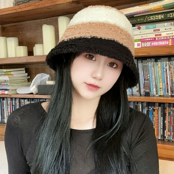 SikaFu Autumn And Winter Stripe Color Matching Handmade Knitted Hats Female Version Of The New Basin Hat Ins, Warm Wool Cap